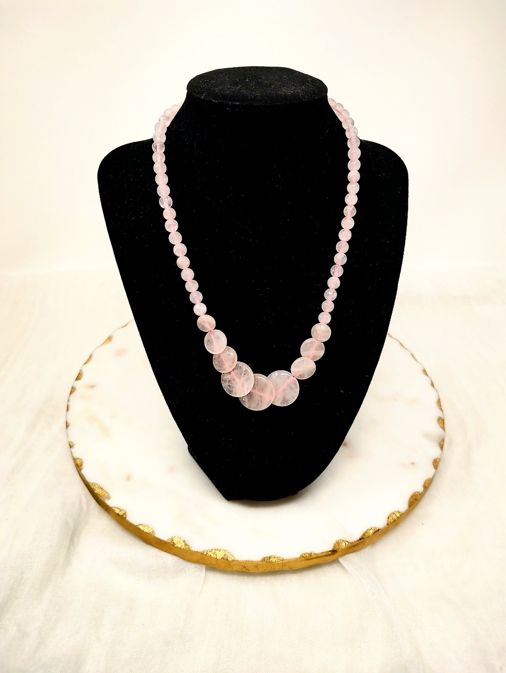 Rose Quartz Beaded Necklace - Pink